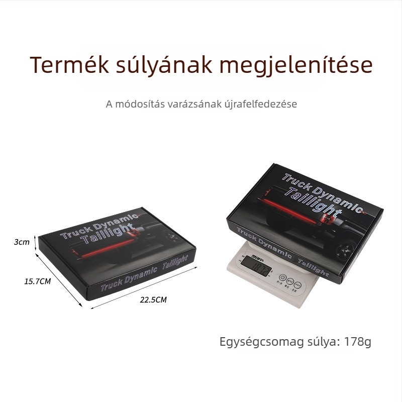Pickup teherautó hátsó lámpa szalag folyóvíz mintával – index, féklámpa és tolató fény, több üzemmód, 10W, 12–28V, 0.1A, PVC