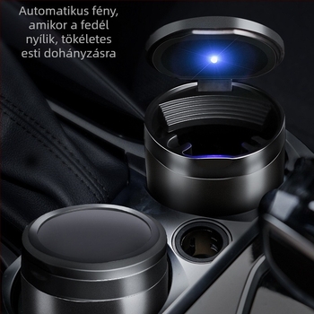 Autóhamutartó fedéllel és belső rozsdamentes tartállyal — alumíniumötvözet test, csiszolt felület, 200 g