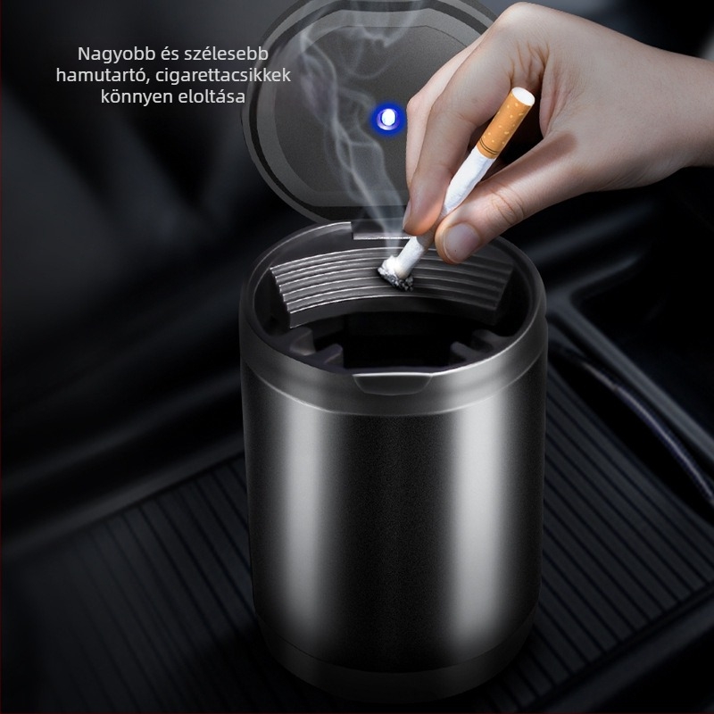 Autóhamutartó fedéllel és belső rozsdamentes tartállyal — alumíniumötvözet test, csiszolt felület, 200 g