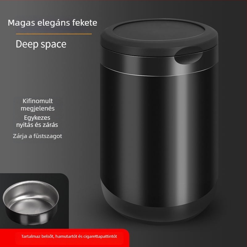 Autóhamutartó fedéllel és belső rozsdamentes tartállyal — alumíniumötvözet test, csiszolt felület, 200 g