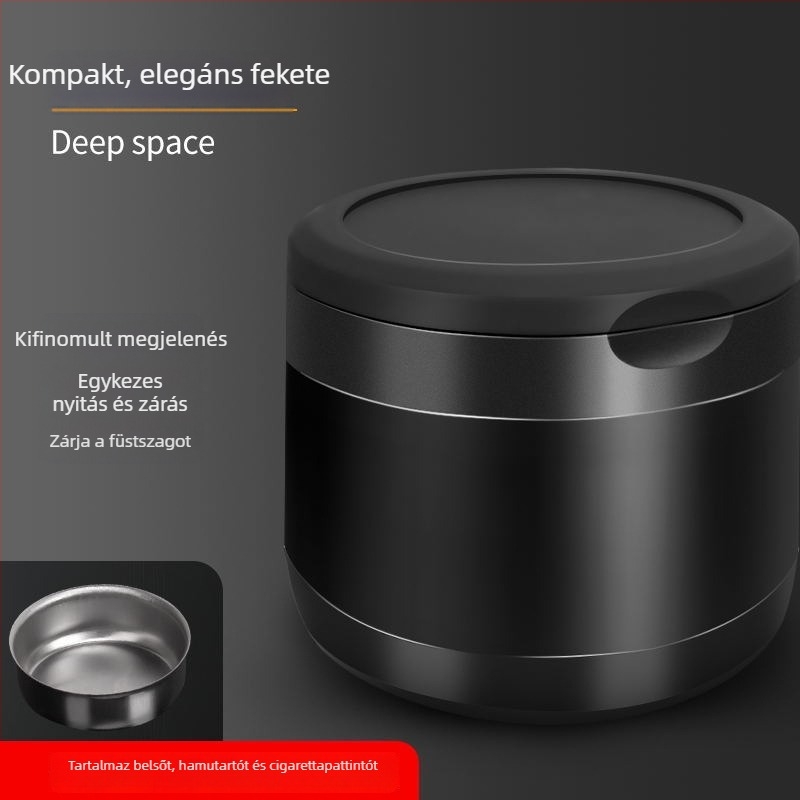 Autóhamutartó fedéllel és belső rozsdamentes tartállyal — alumíniumötvözet test, csiszolt felület, 200 g