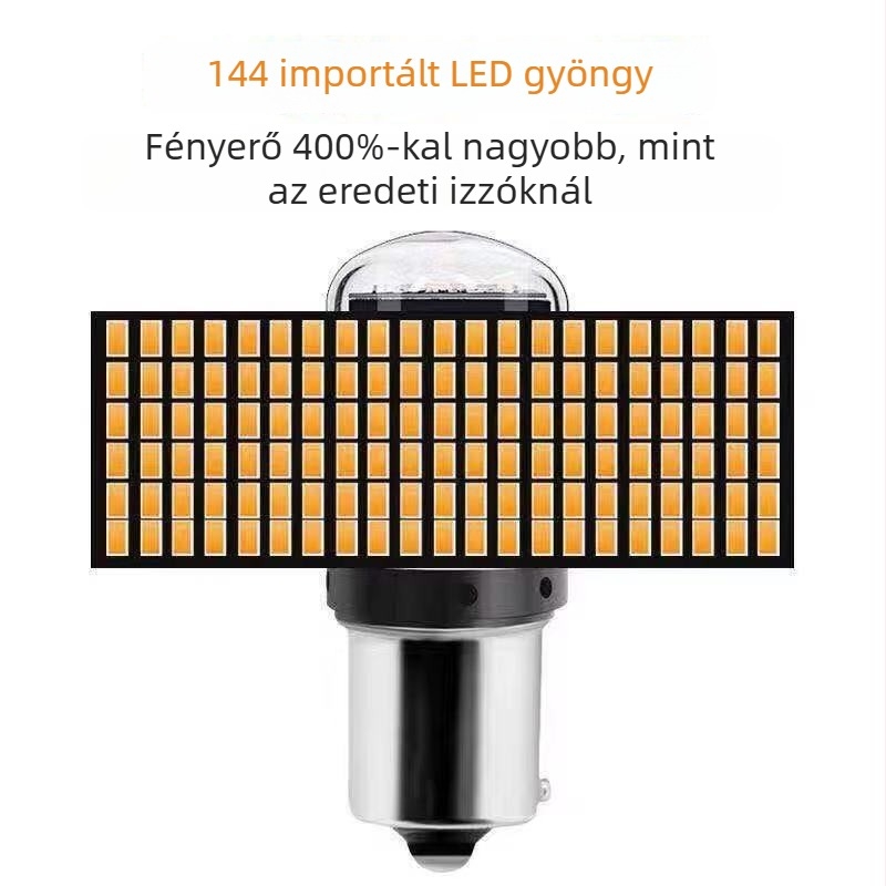 Autó LED jelzőfény 144SMD, 1156 T20, anti-flicker dekódolással, nagy fényerő a fék- és hátrameneti fényhez