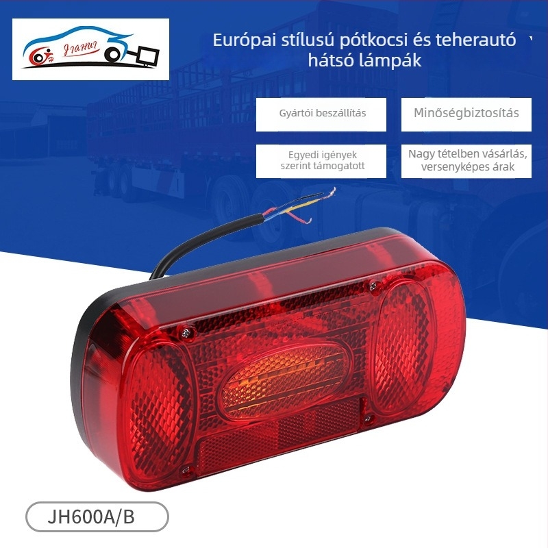 LED hátsó lámpa bal és jobb oldalhoz, kompatibilis kamion, RV és utánfutóval (modell JH600A/B, 21W, 12V)