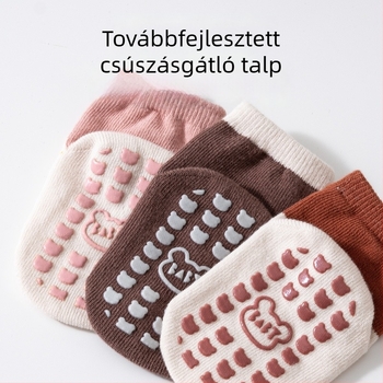 Baba padlószokni 1–3 éveseknek, varrat nélküli, csúszásgátló pöttyökkel, uniszex