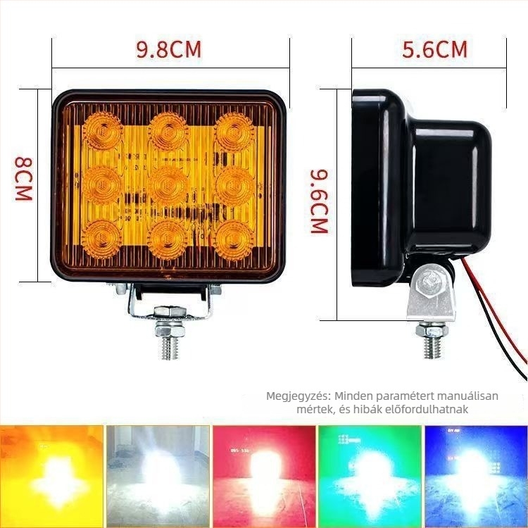 12V-24V univerzális hátsó lámpa pickuphoz, vontatáshoz és építőipari járművekhez – 9 LED-es, nagy fényerejű figyelmeztető lámpa