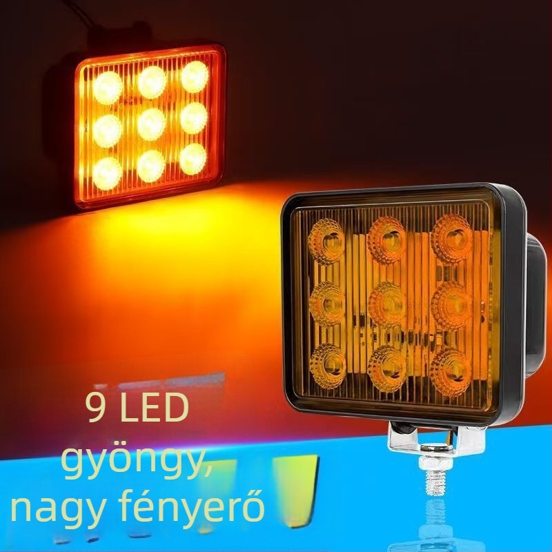 12V-24V univerzális hátsó lámpa pickuphoz, vontatáshoz és építőipari járművekhez – 9 LED-es, nagy fényerejű figyelmeztető lámpa
