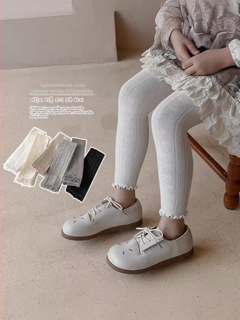 Lányoknak szóló harisnya - Jacquard kötés, combed cotton, 82% pamut, lélegző, 3–8 éves korosztály