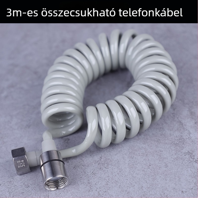 Telefonos zuhanycső, rozsdamentes acél, 1,6 MPa névleges nyomás, modern letisztult stílus, fürdőszobai kiegészítő