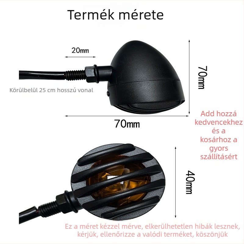 LED jelzőfény motorkerékpárokhoz és elektromos járművekhez – univerzális retro Harley stílus, CC-023 modell, 12V, ABS, 0.55W