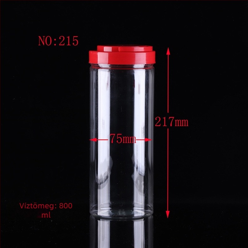 PET áttetsző egyenes palack fogantyúval és széles szájú kupakkal napi vegyi anyagok csomagolásához, logó nyomtatva