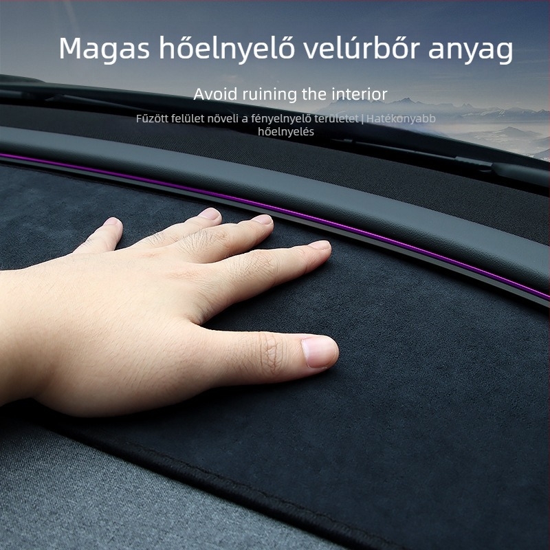 Suede anyagú műszerfal-védő matrac Tesla Model 3/Y-hez, központi konzol napvédő és hőszigetelő – minden évszakra