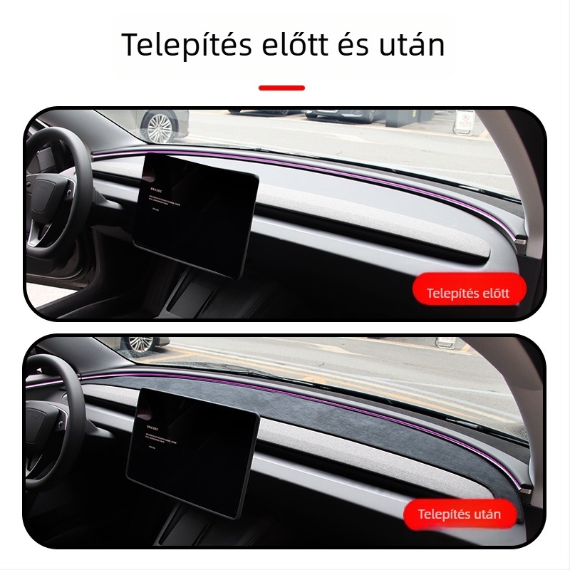Suede anyagú műszerfal-védő matrac Tesla Model 3/Y-hez, központi konzol napvédő és hőszigetelő – minden évszakra