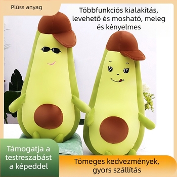 Avokádó alakú, többfunkciós párna – plüss, quiltelt dizájn gyerekeknek; autóban és otthoni kanapéra