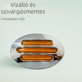 Kamionhoz kör alakú oldalsó jelző LED lámpa, IP68 vízálló, 12V, 1000 lm, 6000K, PC ház