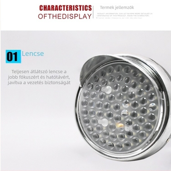 Elektromos háromkerekű fényszóró készlet: 60W, 12V, 66 LED, 2500 lm, műanyag ház