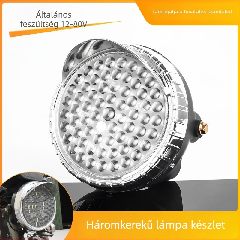 Elektromos háromkerekű fényszóró készlet: 60W, 12V, 66 LED, 2500 lm, műanyag ház