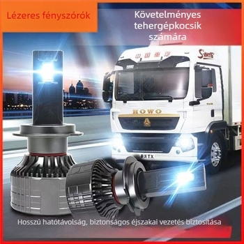 24V teherautó LED fényszóró integrált magas és alacsony fényszóróval és lézerlámpával (100W+, kompatibilis H4, H7, H1, H3)