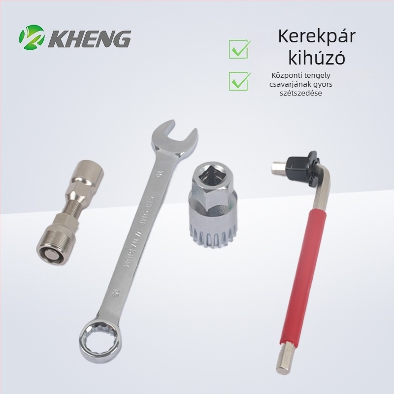 Kerékpár-hajtómű leszerelő eszköz négyzetes nyílásokkal – a hajtókar eltávolításához és a középső tengely javításához