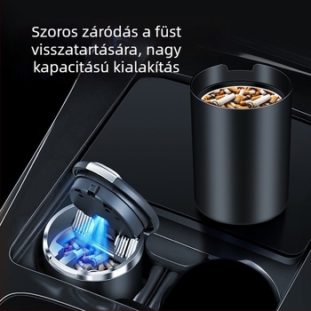Autóba szerelhető hamutartó fedéllel, műanyag, modell Car ashtray-03, öntés, 120 g, univerzális