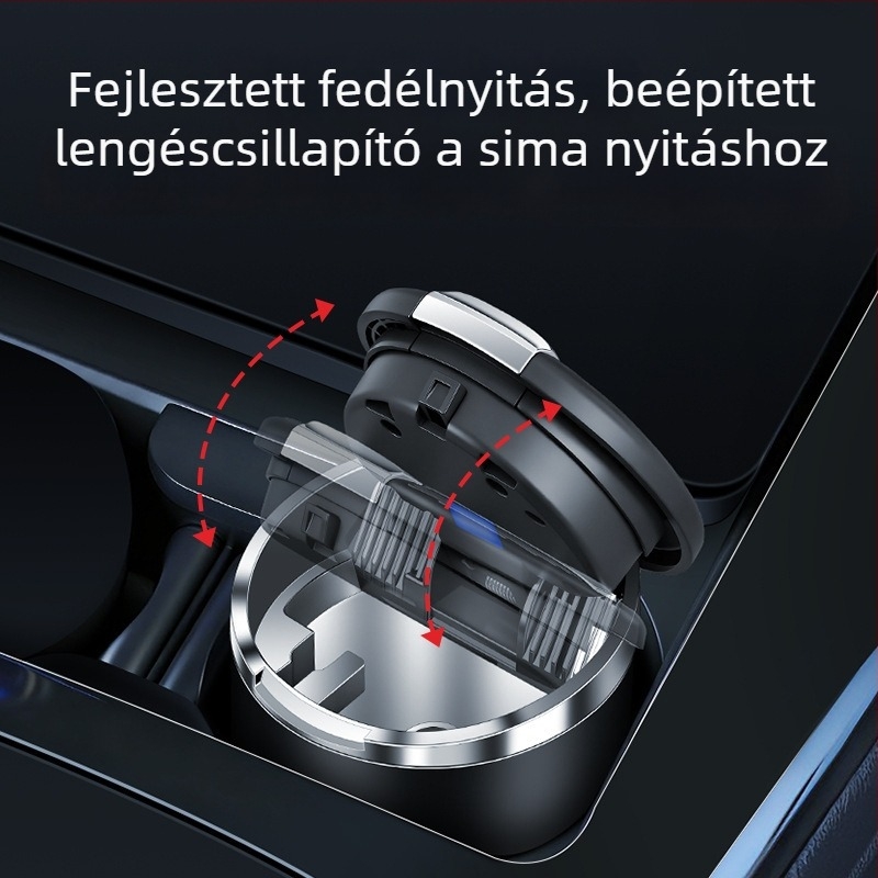 Autóba szerelhető hamutartó fedéllel, műanyag, modell Car ashtray-03, öntés, 120 g, univerzális