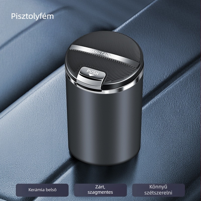 Autóba szerelhető hamutartó fedéllel, műanyag, modell Car ashtray-03, öntés, 120 g, univerzális
