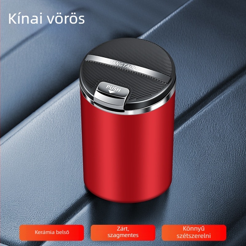 Autóba szerelhető hamutartó fedéllel, műanyag, modell Car ashtray-03, öntés, 120 g, univerzális