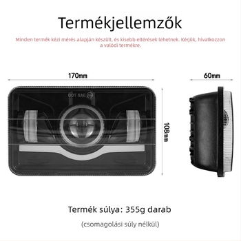 LED fényszórók terepjáró járművekhez – négyzetes hullámmodell, integrált magas és alacsony fény, 9-36V, alumínium ház, 6000K