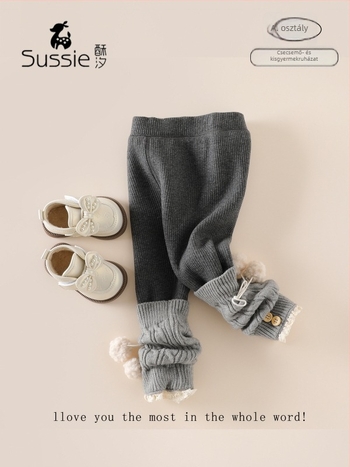 Lányoknak készült meleg fleece-béléssel bélelt leggings télre, stílusos 2025