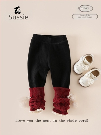 Lányoknak készült meleg fleece-béléssel bélelt leggings télre, stílusos 2025