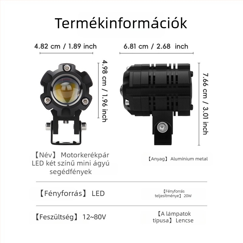 Motorkerékpár LED gyűrűs reflektor, 3000 lm, 12V, IP67, alumínium, modell Motor222