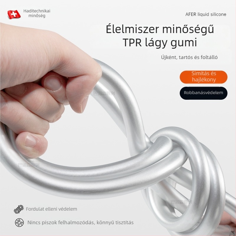 PVC vastított zuhanycső bojlerhez, 4 pont menetes csatlakozás, modell PVC-001, anyag PVC, 0,5 MPa, 100°C, márka Lanjing