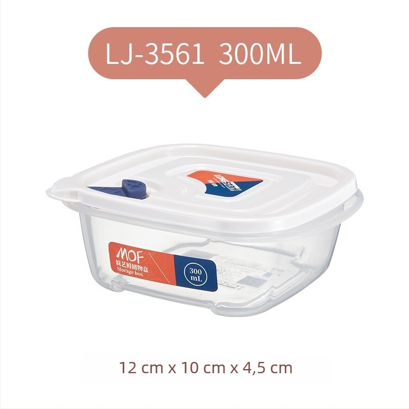 Fedéllel ellátott hűtő tárolóedény, élelmiszer-biztonságú PP+PE, négyszögletes forma, 301-500 ml kapacitás