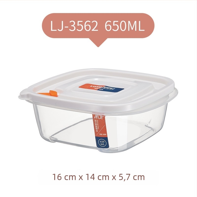 Fedéllel ellátott hűtő tárolóedény, élelmiszer-biztonságú PP+PE, négyszögletes forma, 301-500 ml kapacitás