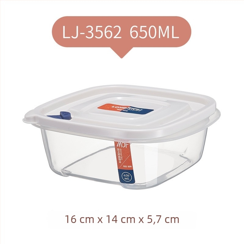 Fedéllel ellátott hűtő tárolóedény, élelmiszer-biztonságú PP+PE, négyszögletes forma, 301-500 ml kapacitás