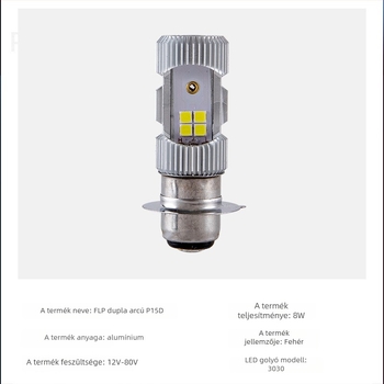 Kétoldalas LED motorkerékpár-fényszóró beépített LED-del, P15D, közel- és távolsági fehér fény