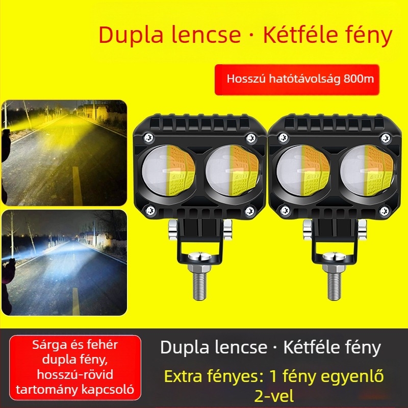 Autó LED reflektor kettős lencsével, alumíniumötvözet test, 50W, minden járműhöz kompatibilis, Xindao