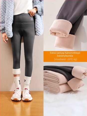 Lányok Shark-stílusú magas derekú leggings, 78% poliészter, elasztikus derékrész, teljes hossz, tavasz–ősz, 8 évesnél idősebbeknek