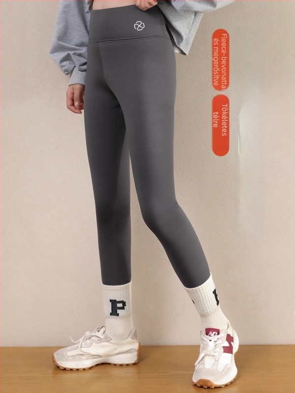 Lányok Shark-stílusú magas derekú leggings, 78% poliészter, elasztikus derékrész, teljes hossz, tavasz–ősz, 8 évesnél idősebbeknek