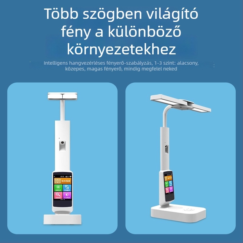 Intelligens tanulóasztali lámpa szemvédővel, AI hangalapú dialógus, szinkronizált tankönyv olvasás és fordítás, USB‑tápellátás 5V, hangvezérlés, magas CRI 95+