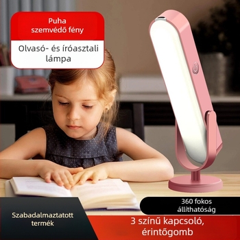 Gyerekeknek készült újratölthető asztali lámpa, állítható, érintéses kapcsolóval, beépített Li-ion akkumulátorral, 5W