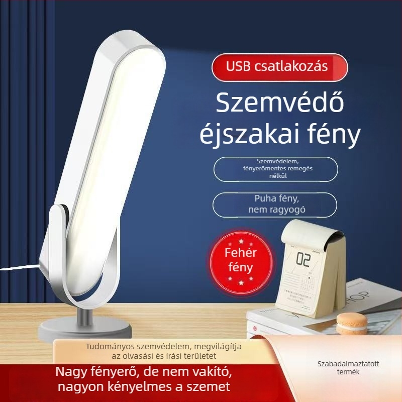Gyerekeknek készült újratölthető asztali lámpa, állítható, érintéses kapcsolóval, beépített Li-ion akkumulátorral, 5W