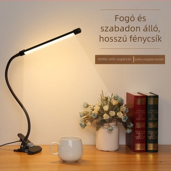 Körmös manikűr világító lámpa asztali klipszel, hosszú kar, szemvédelem — USB tápegység, CRI ≥95