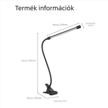 Körmös manikűr világító lámpa asztali klipszel, hosszú kar, szemvédelem — USB tápegység, CRI ≥95