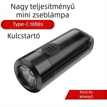 LED mini elemlámpa kulcstartóhoz, 360° forgatás, teleszkópos zoom, vízálló, akkumulátoros