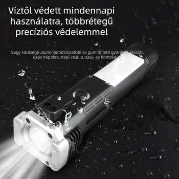 Autóvészhelyzeti többfunkciós zseblámpa, vízálló, 100-240 lm, hatótáv 100-200 m, akkumulátoros, töltő a csomagban