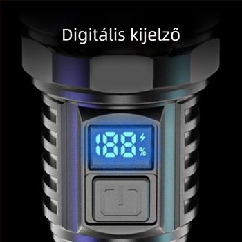 Kézi zseblámpa 10W, 300 lm, 200 m hatótávolság, IP6 védettség, USB-C töltés