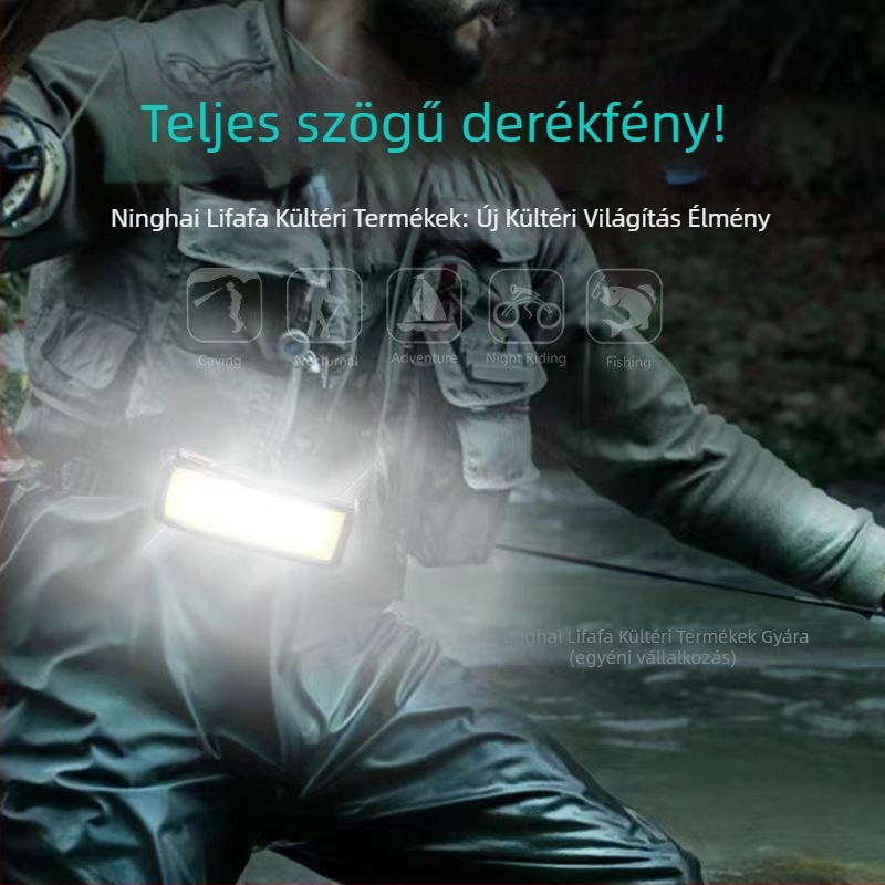 COB fejfény pánttal, újratölthető, 10W, beépített 1200mAh akkumulátor, fénysugár 50-100 m, ABS ház, kültéri munka