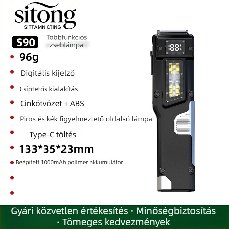 Sitong ultra vékony mini hordozható LED munka lámpa digitális kijelzővel, három fényforrással kültéri kempingezéshez