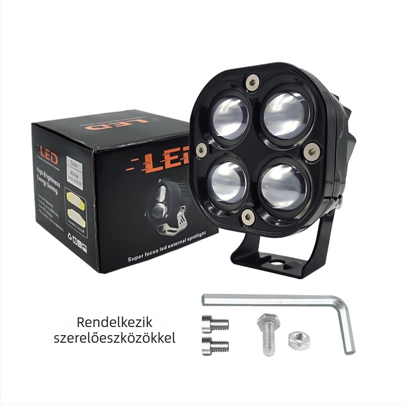 LED fényszóró motorkerékpárhoz négylevél mintázattal | ABS | 5W | 3V | 0,2A | Univerzális kompatibilitás
