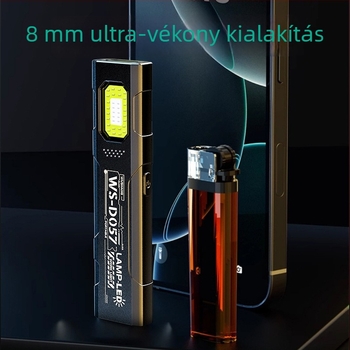 Kompakt mágneses COB LED elemlámpa, ultrakönnyű dizájn, újratölthető, 3W, 400 mAh akkumulátor, hatótávolság akár 50 m
